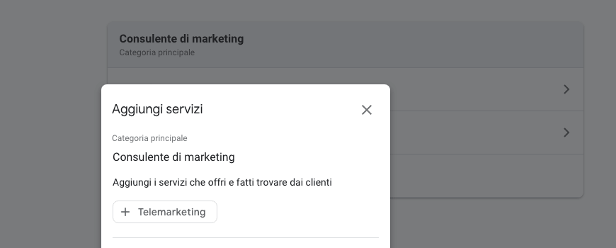 servizi su Google My Business