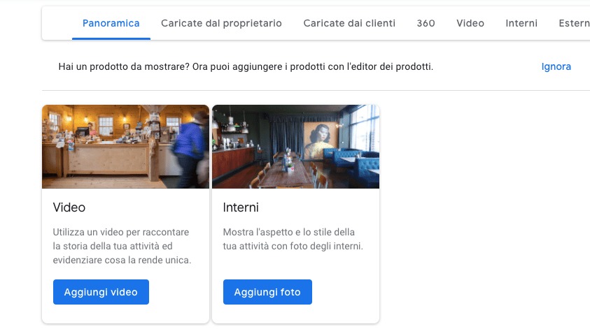 Aggiungi immagini di qualità su Google My Business